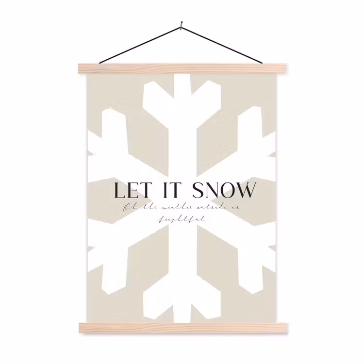 Sneeuw - Japandi - Winter - Decoratie textielposter latten blank klein -3d