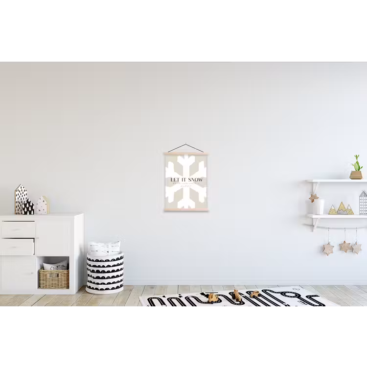 Sneeuw - Japandi - Winter - Decoratie textielposter latten blank klein -kinderkamer