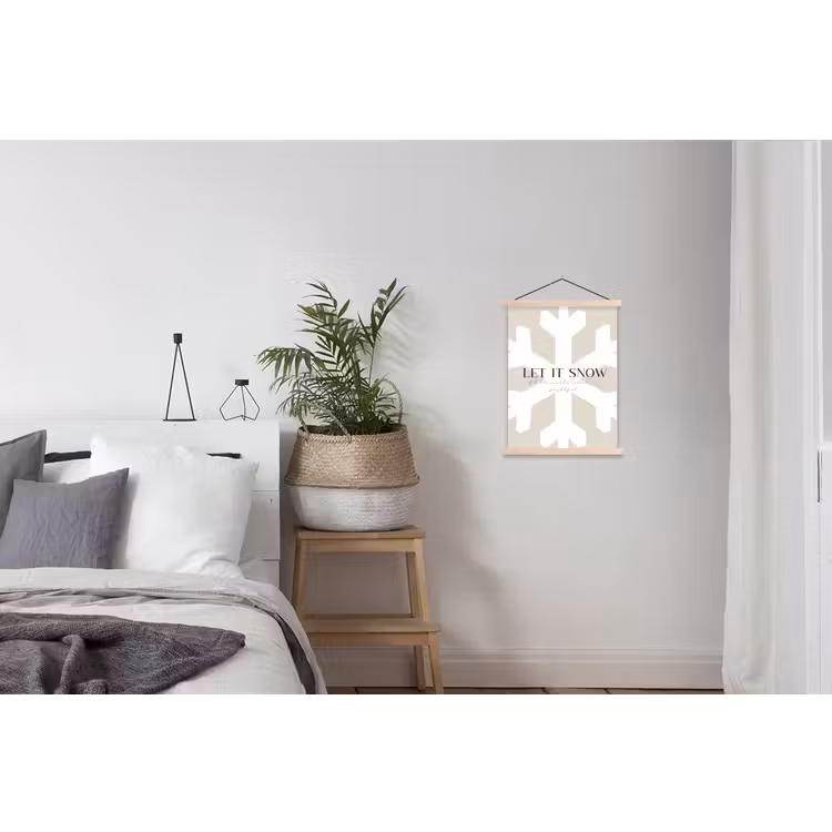 Sneeuw - Japandi - Winter - Decoratie textielposter latten blank klein -woonkamer