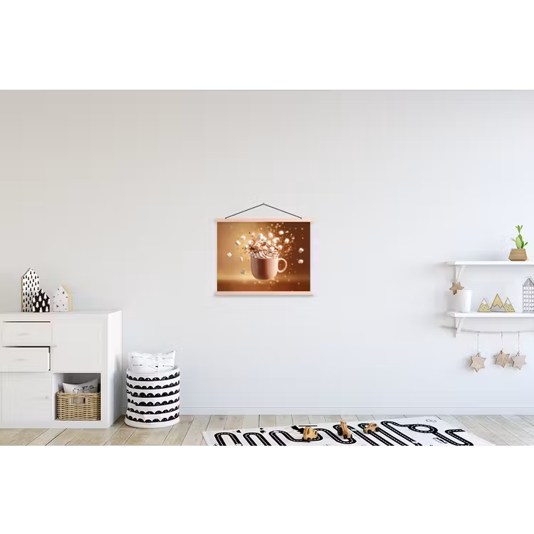 Chocomelk - Drinken - Warm - Bruin textielposter latten blank klein -kinderkamer