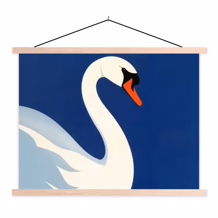 Zwaan - Wit - Snavel - Illustratie textielposter latten blank klein -3d