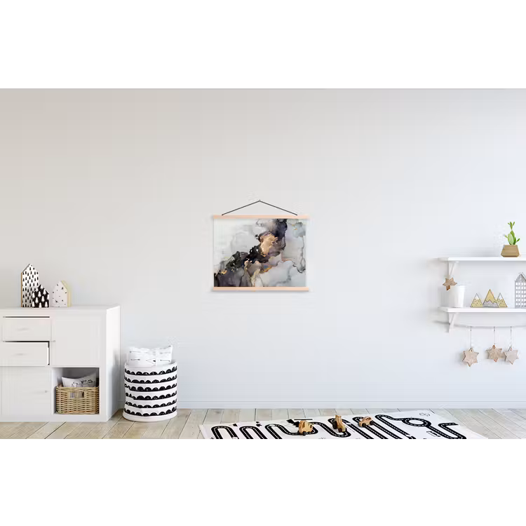 Zwart - Marmer - Luxe - Goud textielposter latten blank klein -kinderkamer