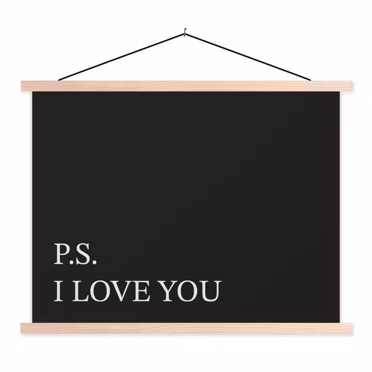 Zwart - Minimalistisch - Valentijn textielposter latten blank klein -3d