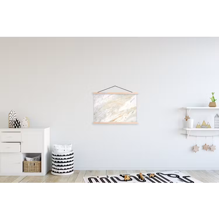 Zwart-wit foto van marmer textielposter latten blank klein -kinderkamer