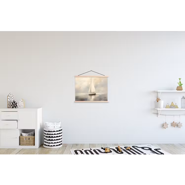 Zeilschip - Zee - Bewolkt textielposter latten blank klein -kinderkamer