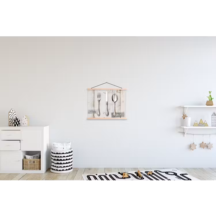 Zilver - Bestek - Hout textielposter latten blank klein -kinderkamer