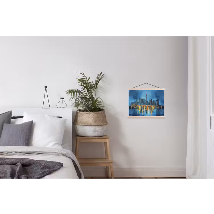 Skyline Toronto - Water - Stadslichten - Toren textielposter latten blank klein -woonkamer
