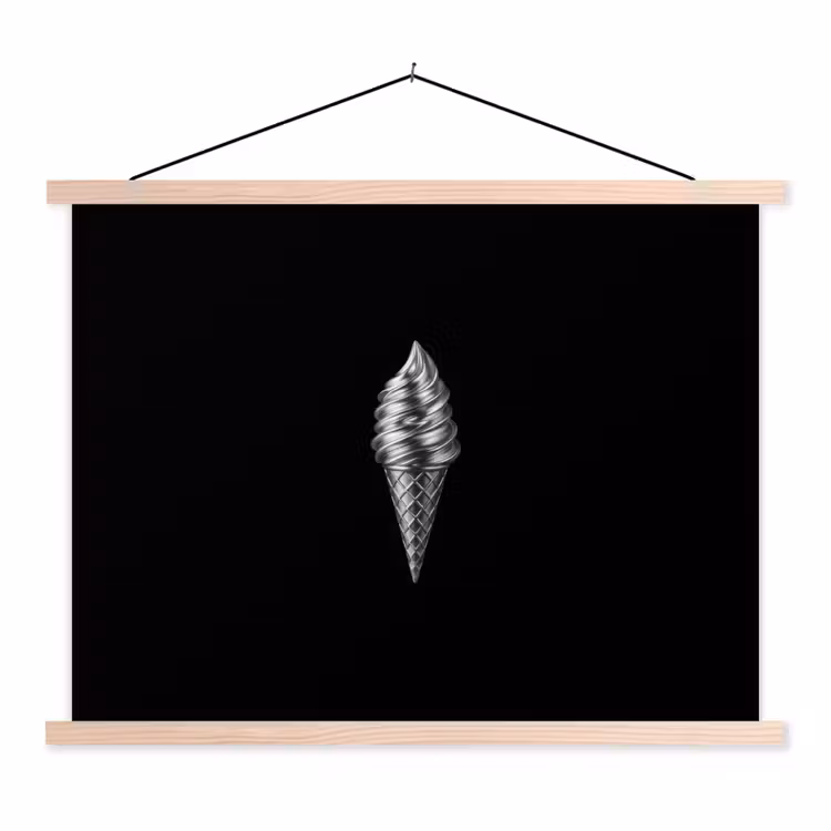 Softijs - Realistisch - Futuristisch textielposter latten blank klein -3d