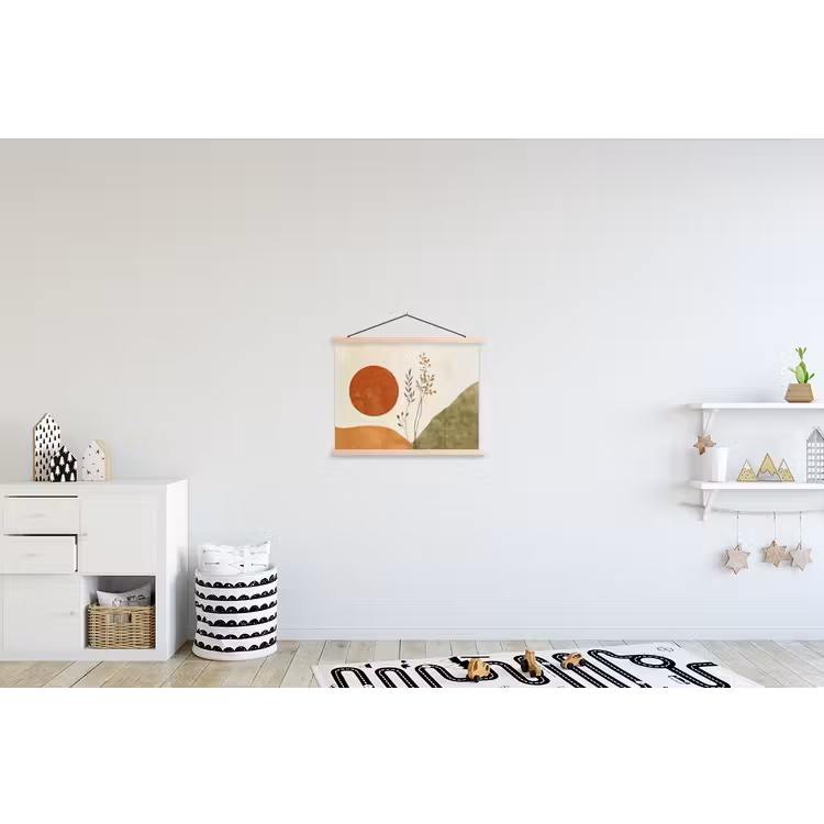 Zon - Abstract - Takken - Oranje textielposter latten blank klein -kinderkamer