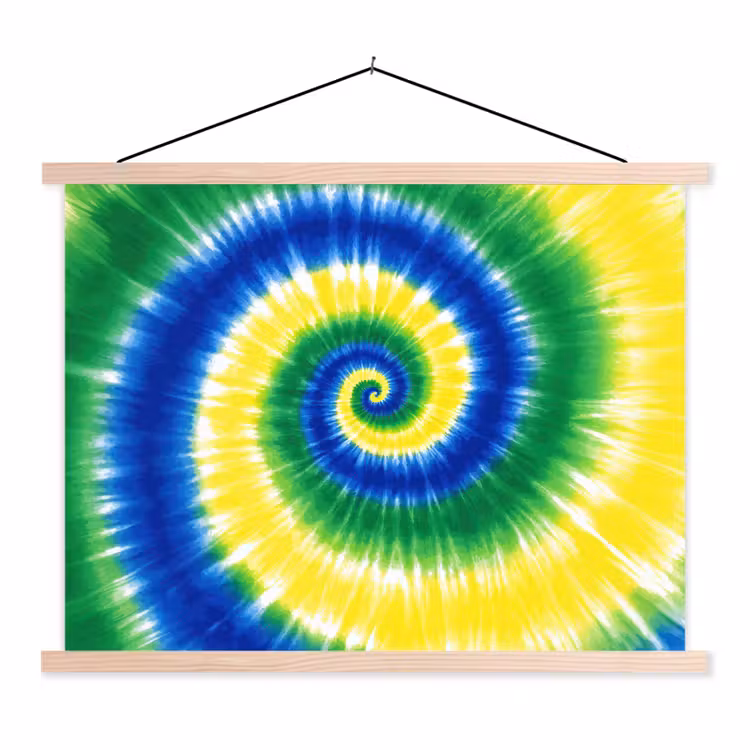 Spiraal - Groen - Draaiend textielposter latten blank klein -3d