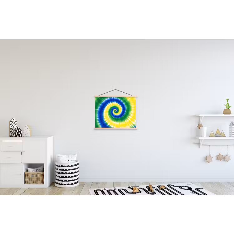 Spiraal - Groen - Draaiend textielposter latten blank klein -kinderkamer