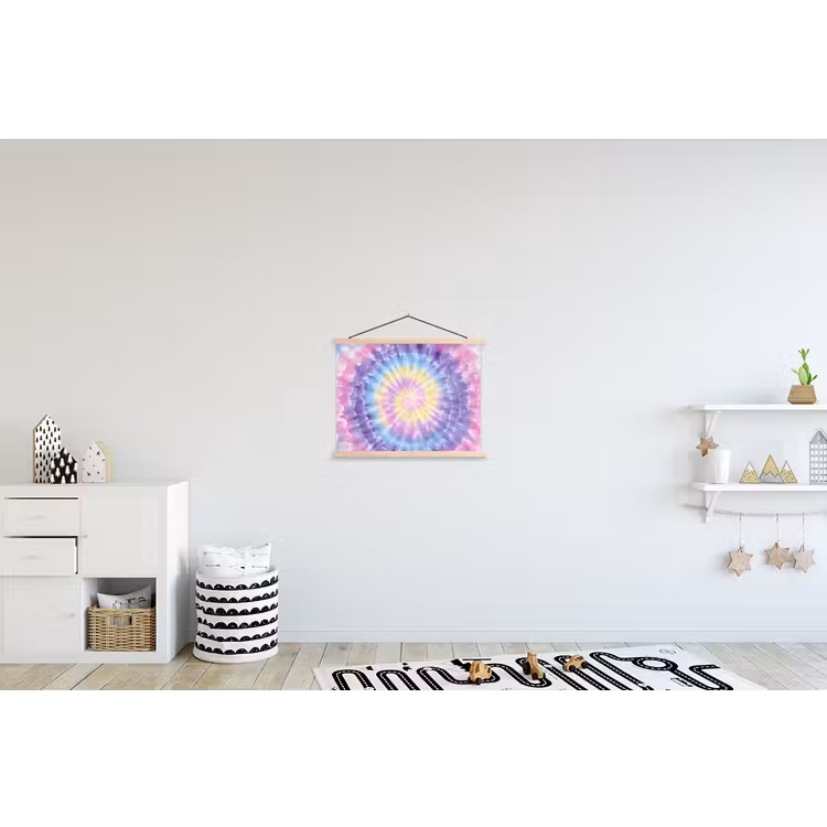 Spiraal - Tie dye - Pasteltinten textielposter latten blank klein -kinderkamer