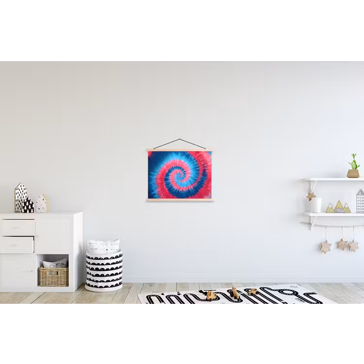 Spiraal - Roze - Draaiend textielposter latten blank klein -kinderkamer