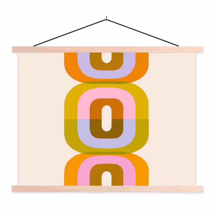Stapel - Vormen - Geblokt - Oranje textielposter latten blank klein -3d