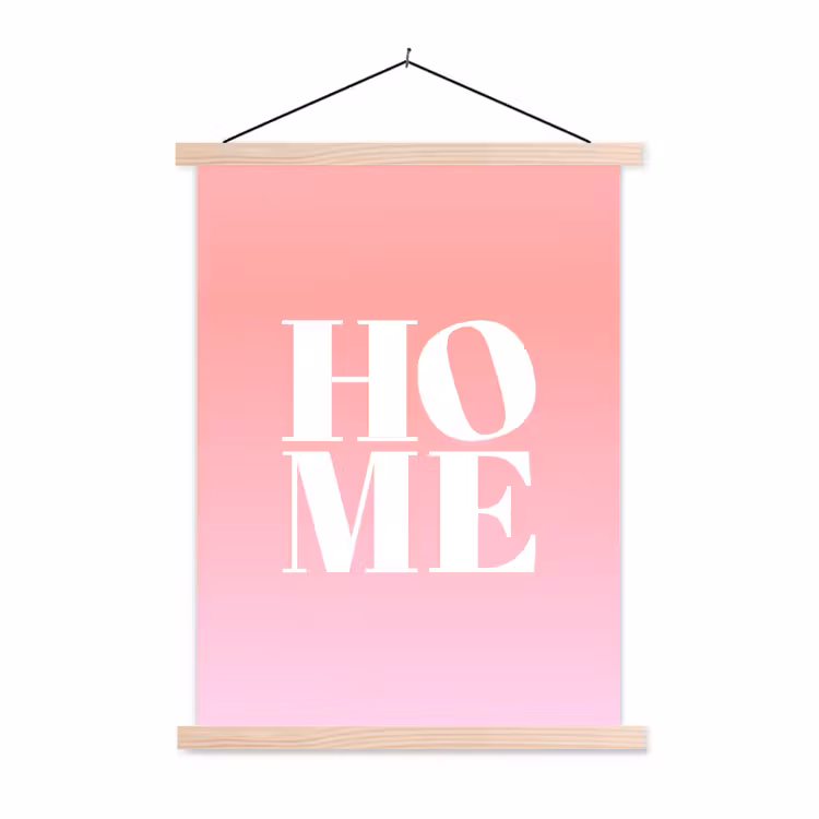 Home - Letters - Groot - Roze textielposter latten blank klein -3d