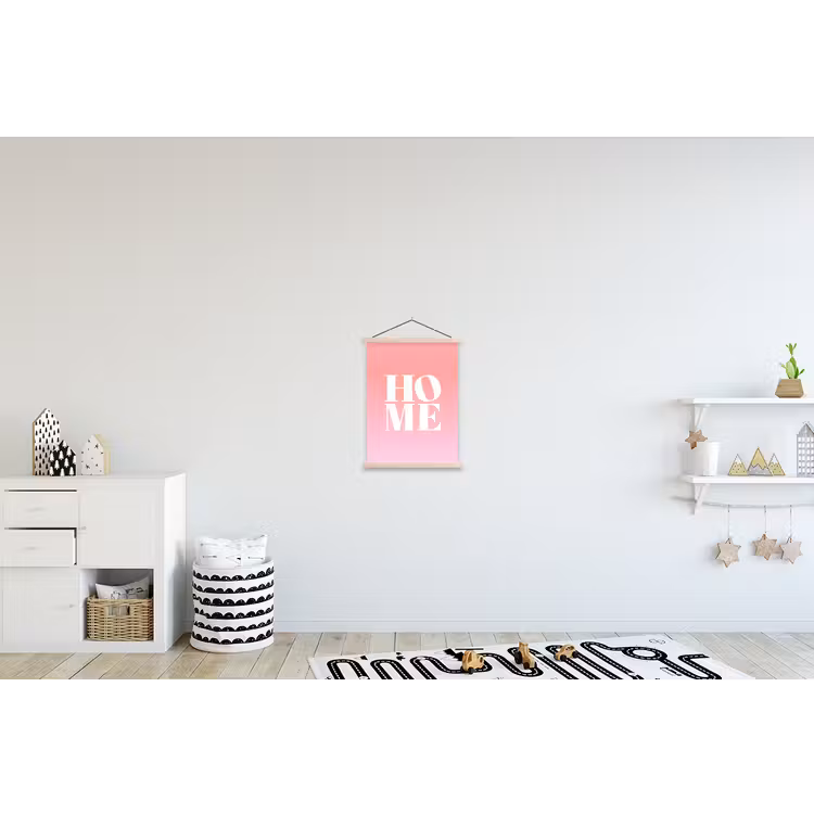 Home - Letters - Groot - Roze textielposter latten blank klein -kinderkamer