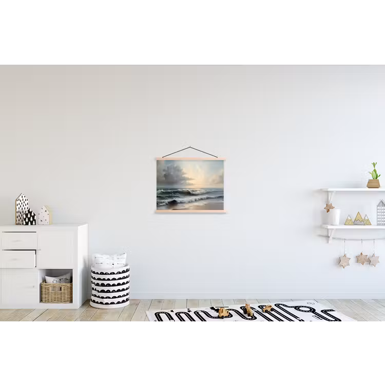 Strand - Zee - Zonsondergang textielposter latten blank klein -kinderkamer