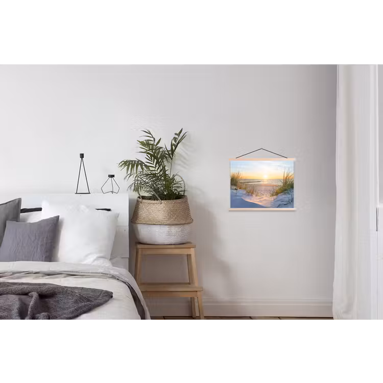 Strand - Zon - Duin - Gras - Zand - Horizon textielposter latten blank klein -woonkamer