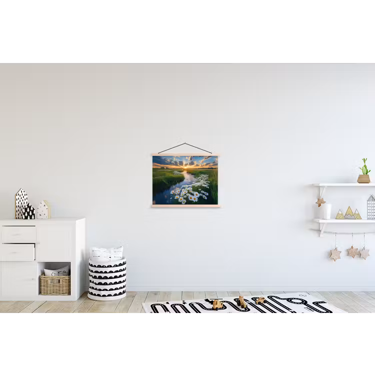Beekje - Landschap - Margriet textielposter latten blank klein -kinderkamer