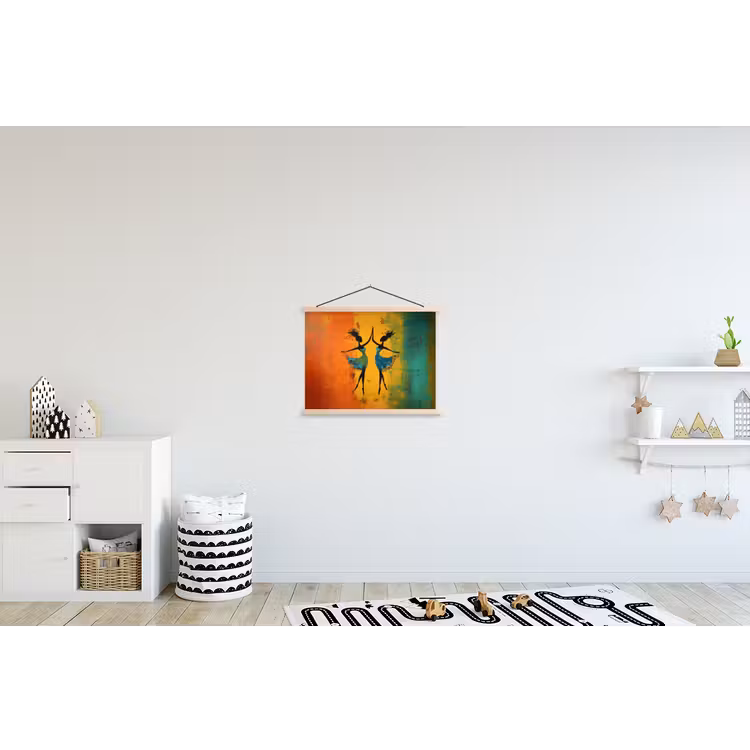 Dansen - Vrouwen - Verfstructuur textielposter latten blank klein -kinderkamer