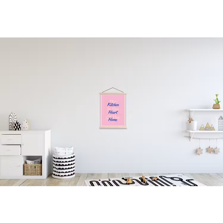 Tekst - Blauw - Keuken - Kader textielposter latten blank klein -kinderkamer