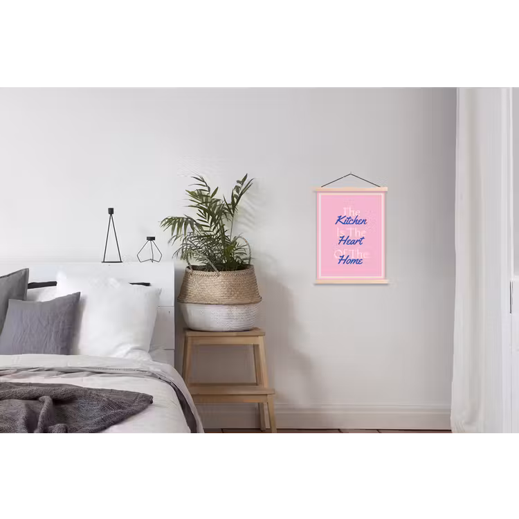 Tekst - Blauw - Keuken - Kader textielposter latten blank klein -woonkamer