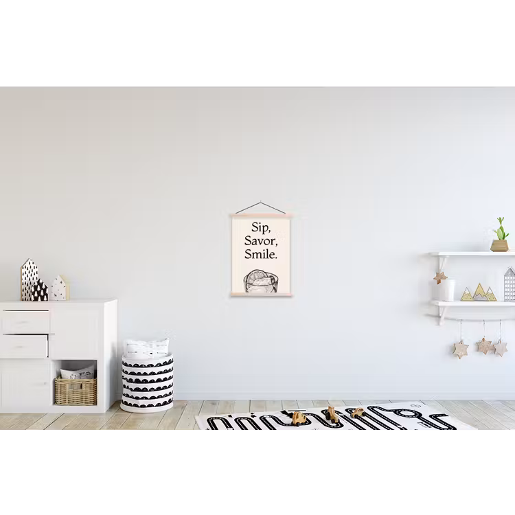 Tekst - Glas - Getekend - Citroen textielposter latten blank klein -kinderkamer