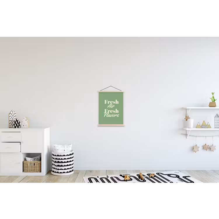 Tekst - Groen - Sierlijk - Letters textielposter latten blank klein -kinderkamer
