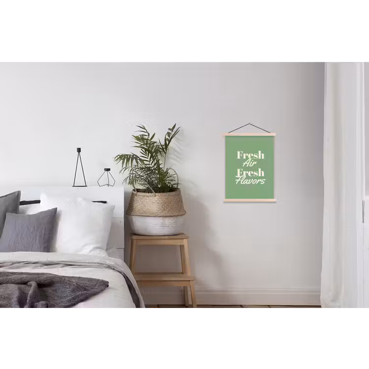Tekst - Groen - Sierlijk - Letters textielposter latten blank klein -woonkamer