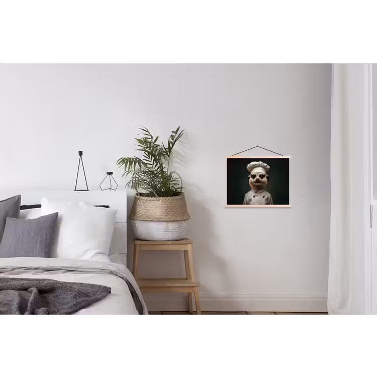 Dier - Kok - Stokstaartje textielposter latten blank klein -woonkamer