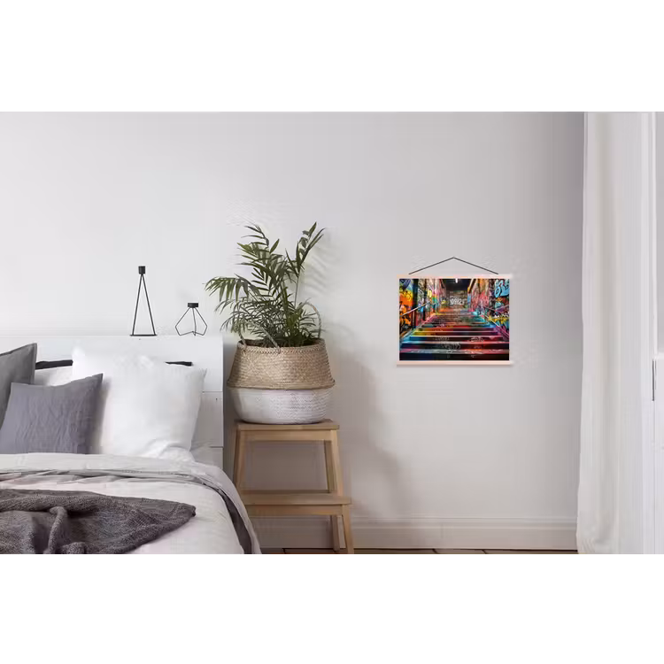 Trap - Graffiti - Kleuren - Kunst textielposter latten blank klein -woonkamer