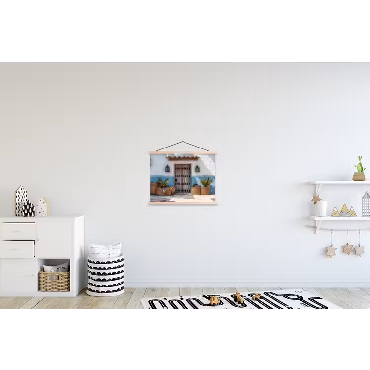 Deur - Manden - Planten textielposter latten blank klein -kinderkamer