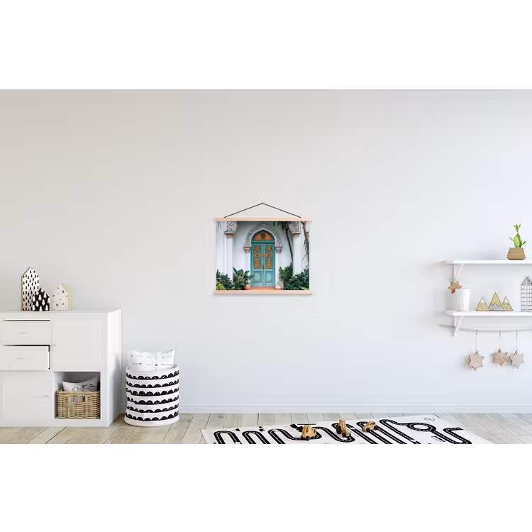 Deur - Patronen - Planten textielposter latten blank klein -kinderkamer