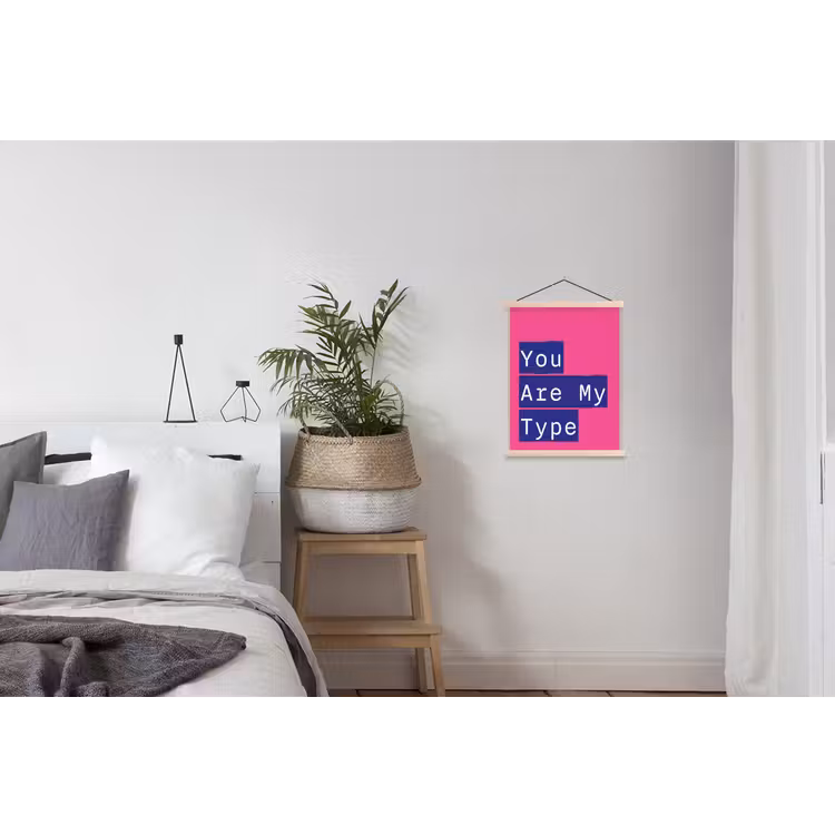 Valentijn - Tekst - Love textielposter latten blank klein -woonkamer