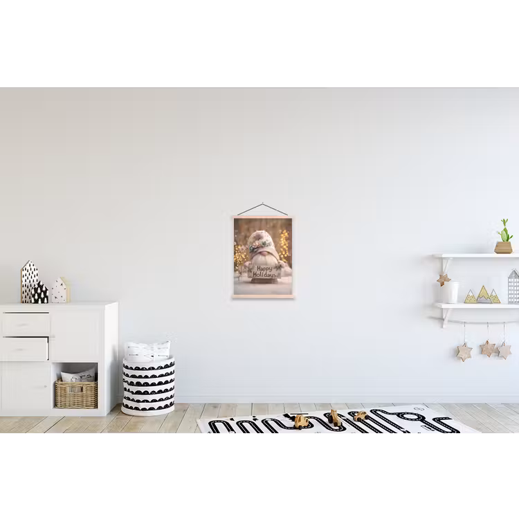 Kerst - Gnome - Bord - Kleurrijk textielposter latten blank klein -kinderkamer