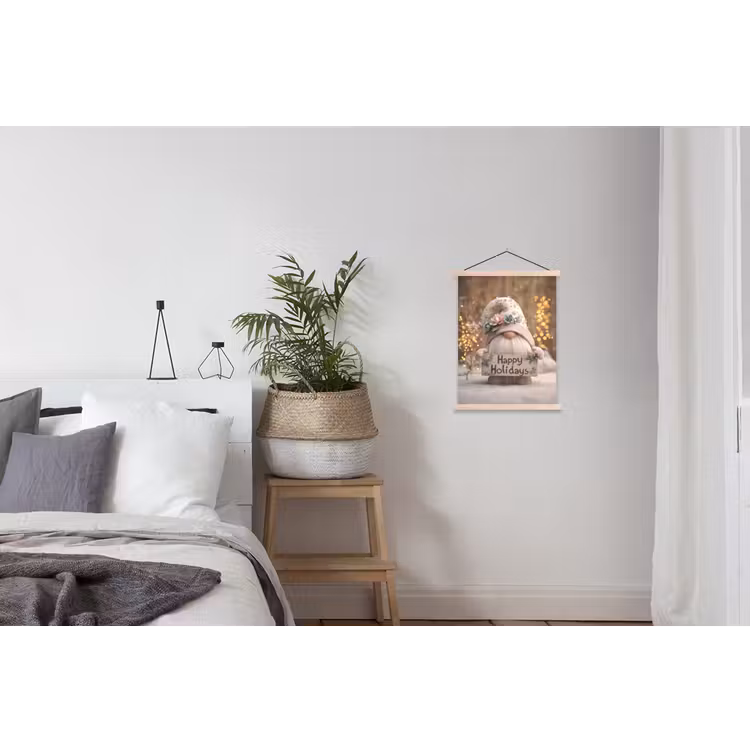 Kerst - Gnome - Bord - Kleurrijk textielposter latten blank klein -woonkamer
