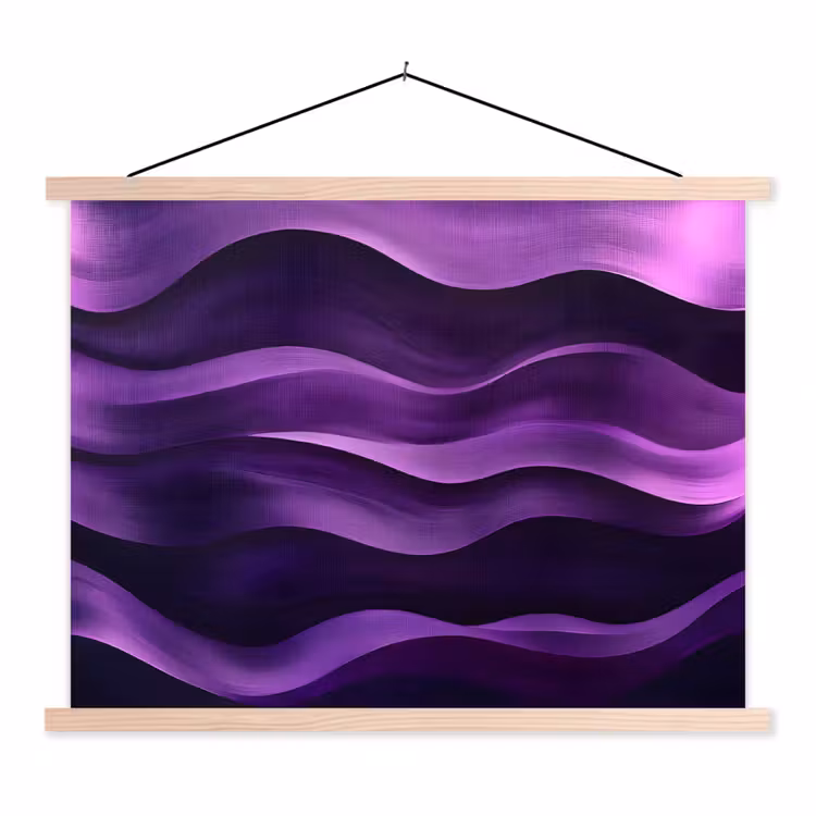 Golven - Abstract - Paars textielposter latten blank klein -3d