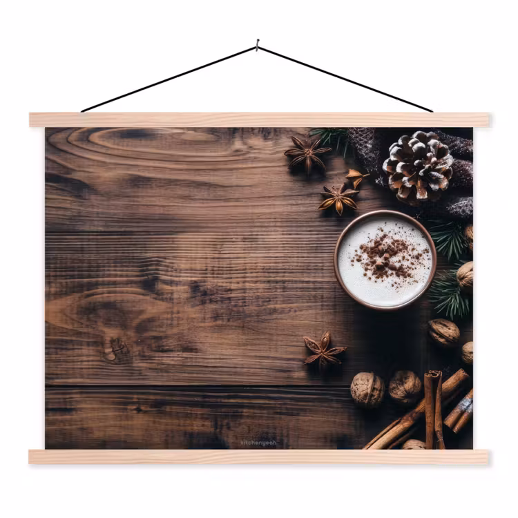 Winter - Houtlook - Stilleven textielposter latten blank klein -3d