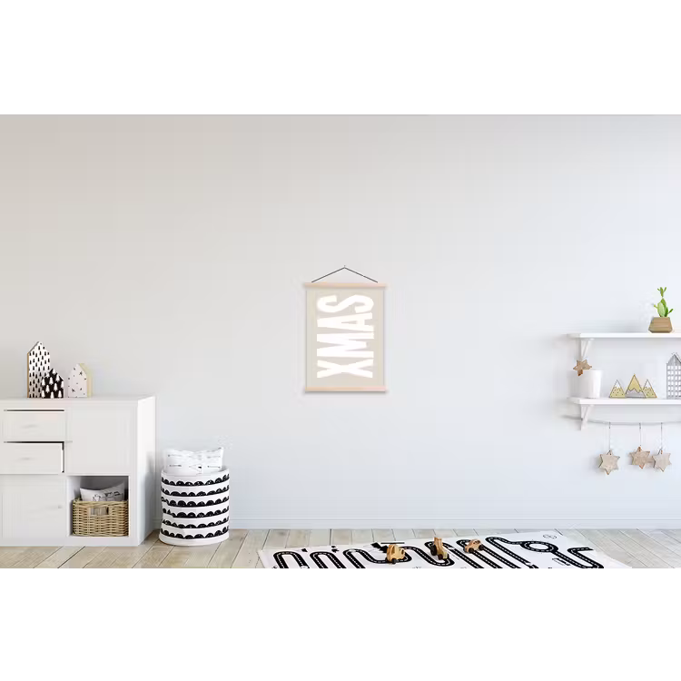 Xmas - Kerst - Japandi - Kerstversiering textielposter latten blank klein -kinderkamer