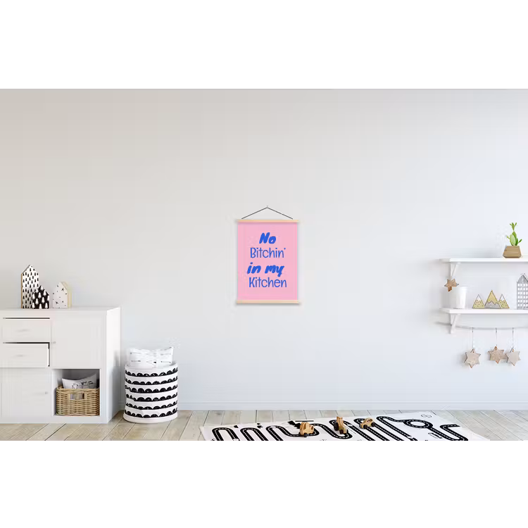 Quote - Blauw - Lettertype - Keuken textielposter latten blank klein -kinderkamer