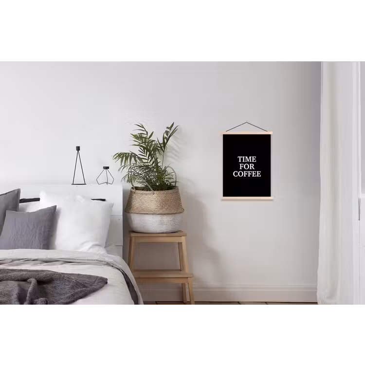 Quotes - Letters - Koffie - Zwart textielposter latten blank klein -woonkamer