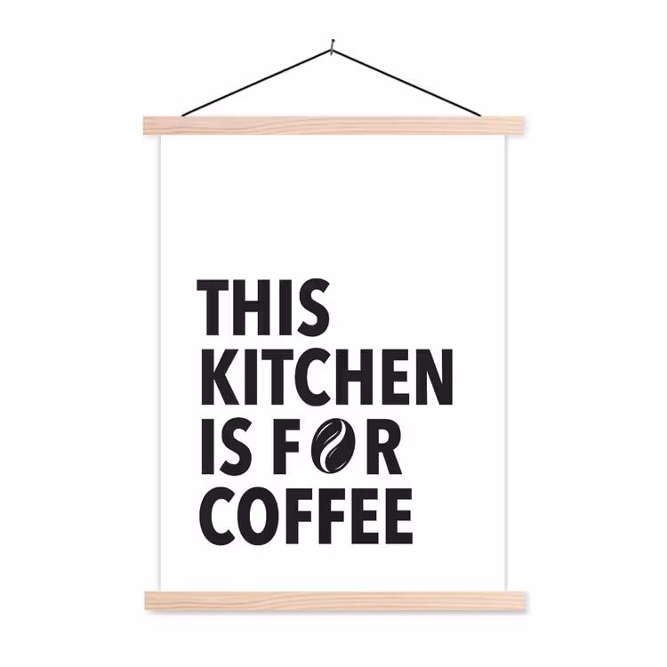 Quotes - Koffie - Bonen - Modern textielposter latten blank klein -3d