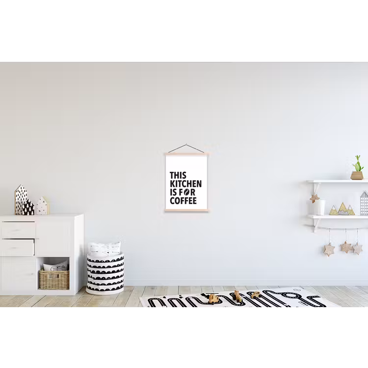 Quotes - Koffie - Bonen - Modern textielposter latten blank klein -kinderkamer
