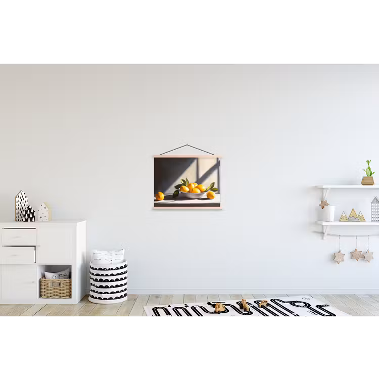 Citroenen - Stilleven - Geel textielposter latten blank klein -kinderkamer