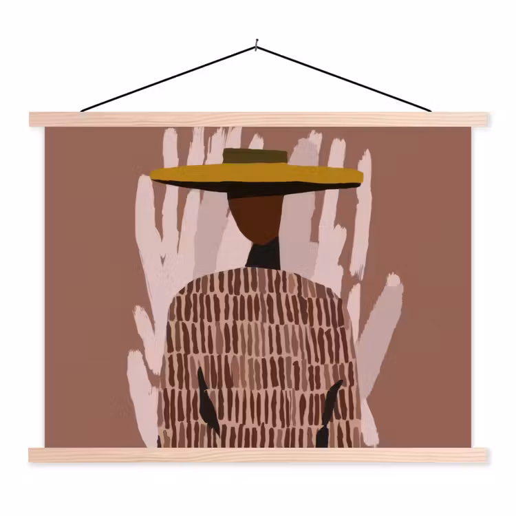 Abstract - Figuur - Illustratie - Hoed textielposter latten blank klein -3d