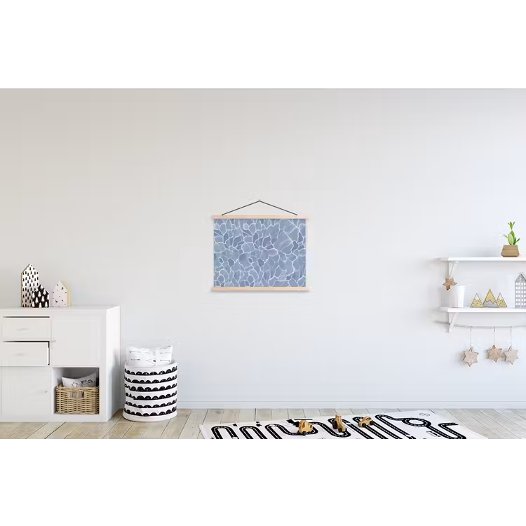Abstract - Blauw - Bladeren textielposter latten blank klein -kinderkamer