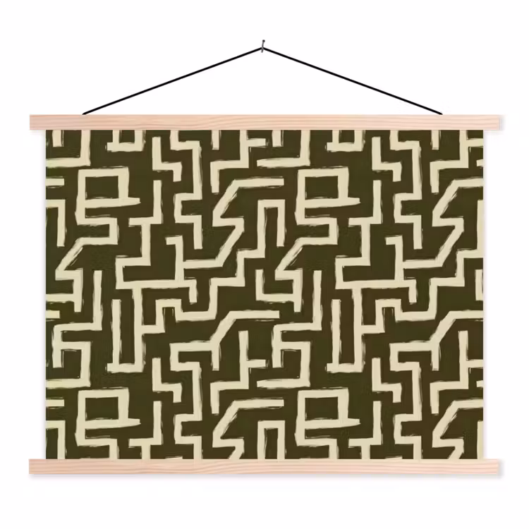 Abstract - Lijnen - Groen textielposter latten blank klein 122 -3d