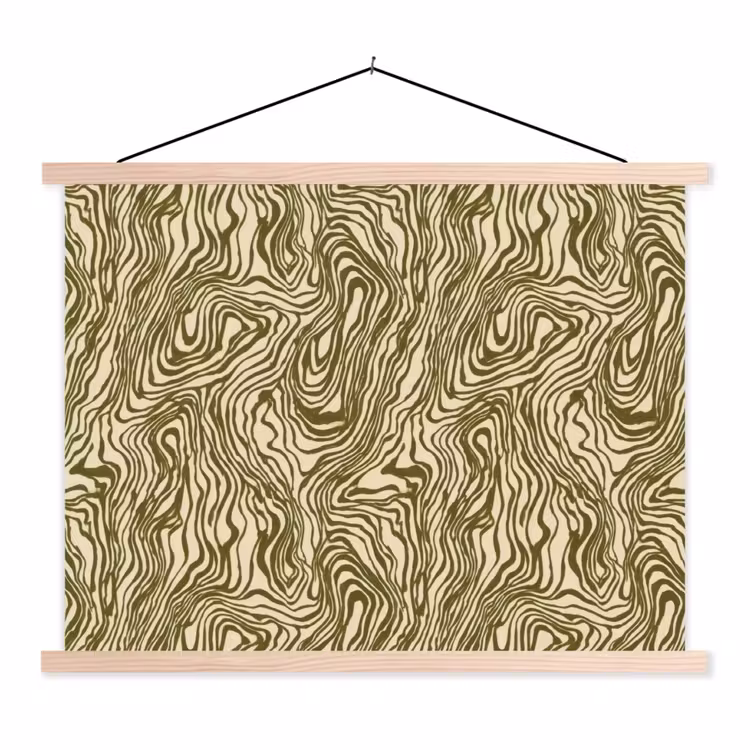 Abstract - Marmer - Groen textielposter latten blank klein 122 -3d