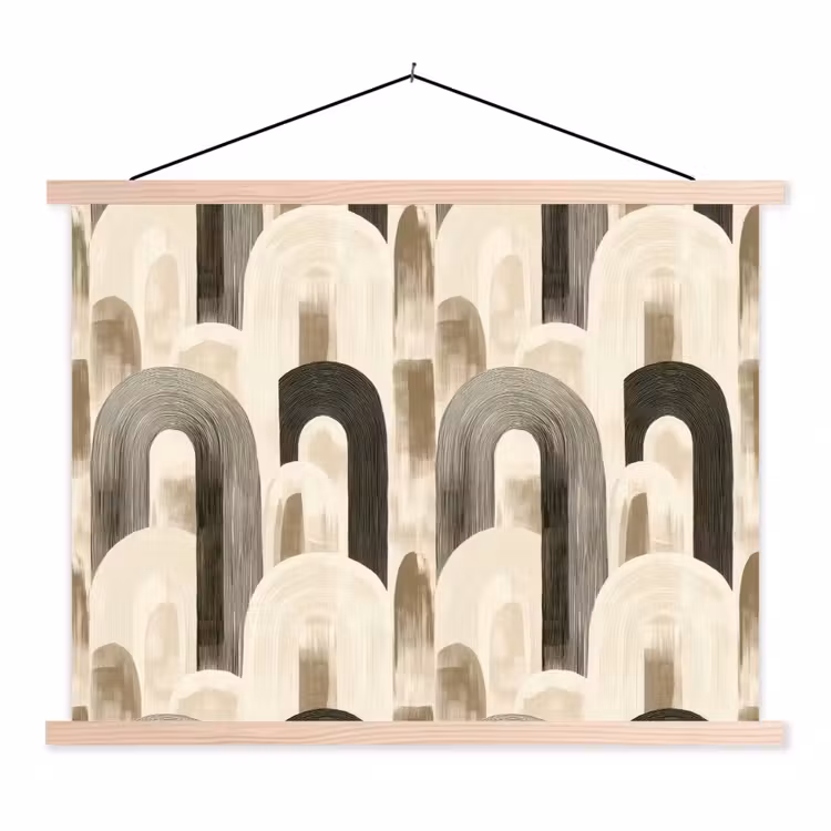 Abstract - Patroon - Bogen textielposter latten blank klein 122 -3d