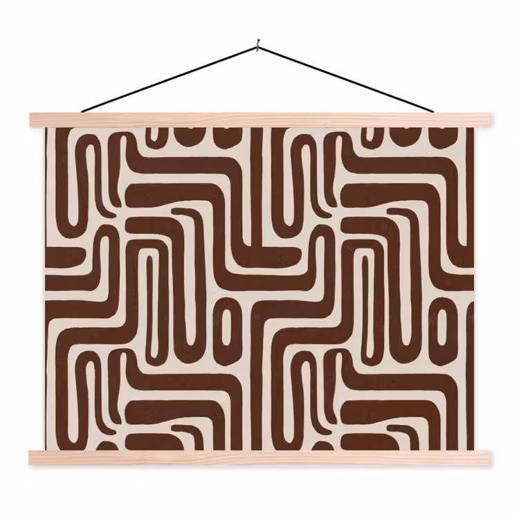 Abstract - Patroon - Bruin textielposter latten blank klein 122 -3d